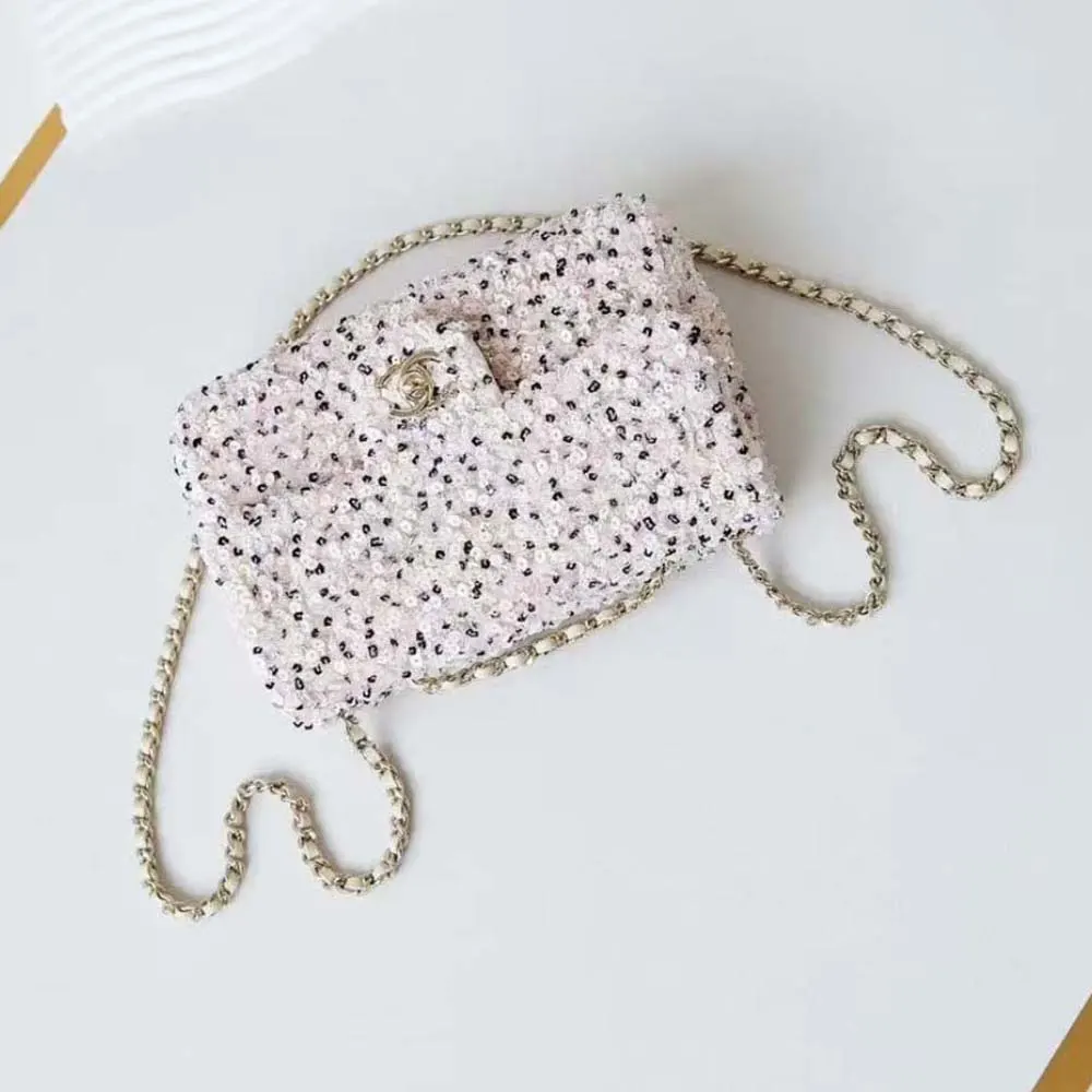 Chanel Women Evening Bag Sequins Gold Tone Metal AS4298