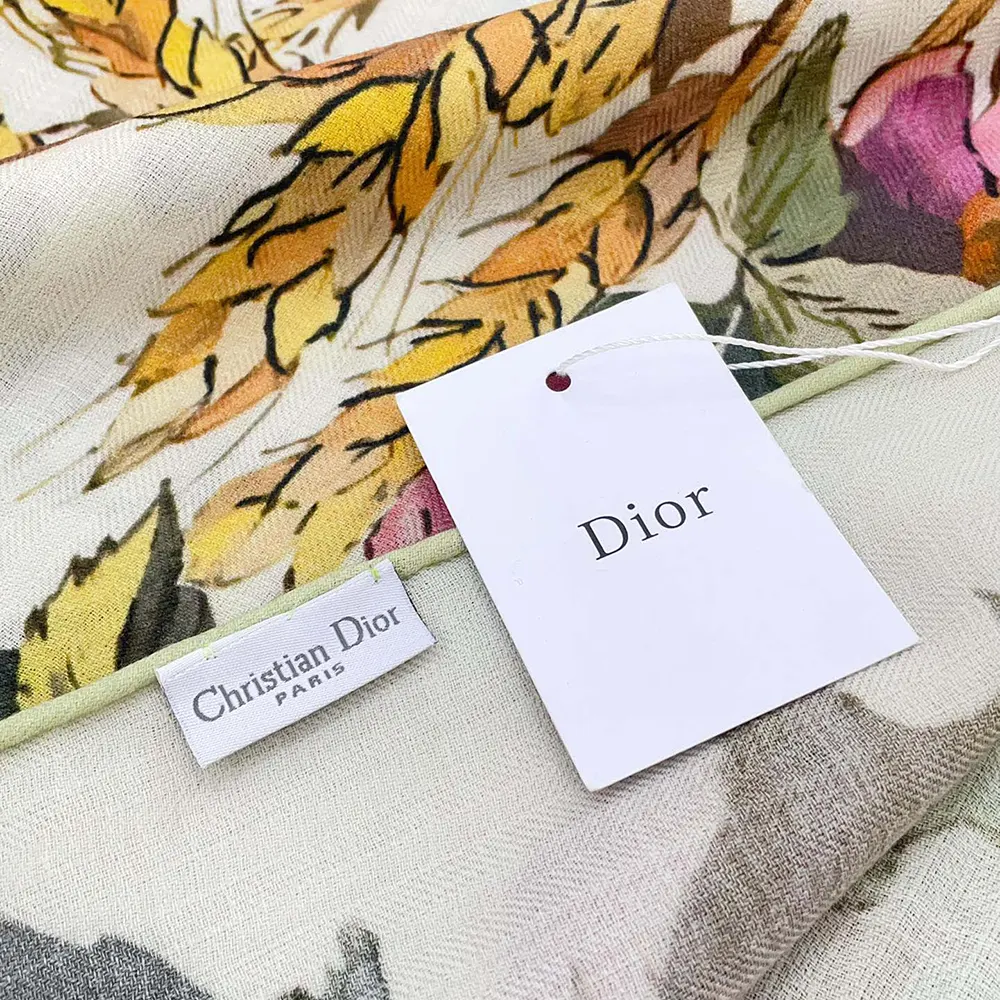 Dior Unisex Dior 4 Saisons Été Soleil 90 Square Scarf Ecru Multicolor Silk Twill