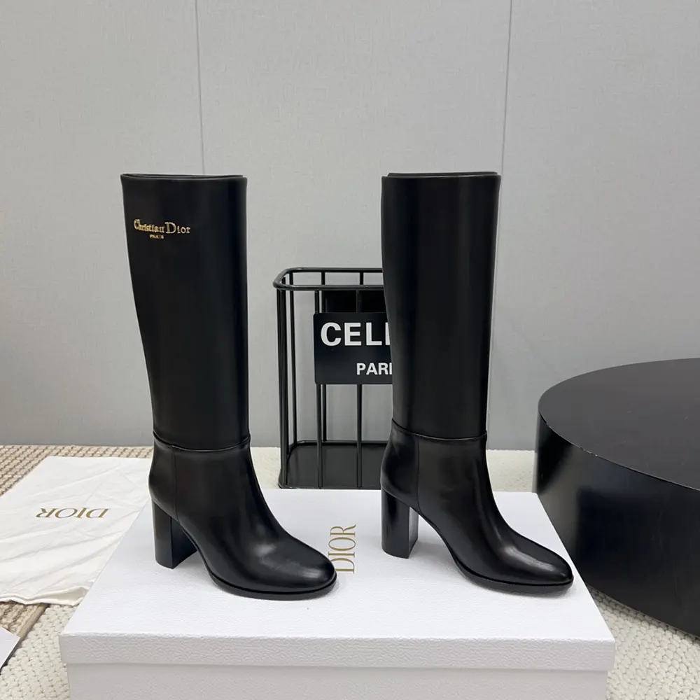 Dior Women D-Town Heeled Boot Black Supple Calfskin