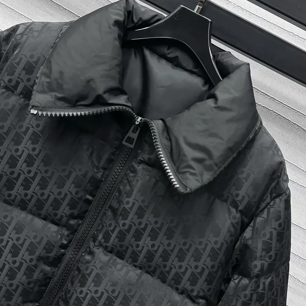 Dior Men DiorAlps Belted Puffer Jacket Black Quilted Technical Taffeta Jacquard