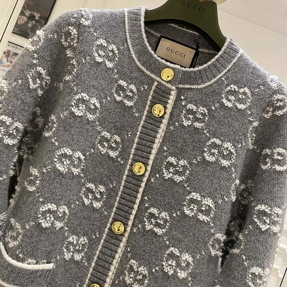 G*u*i women gg wool boucle jacquard cardigan 713300xkcna1130