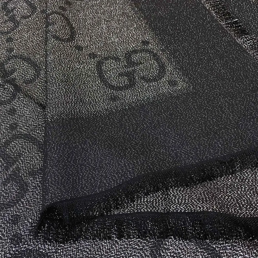 G*u*i unisex gg jacquard silk wool shawl-black 6636713gc431000