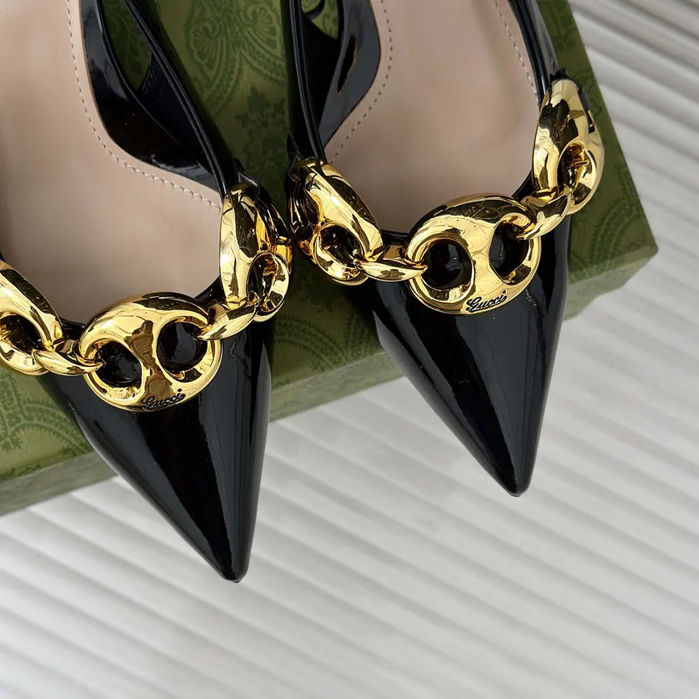 G*u*i women slingback with G*u*i marina chain 794372bnc801000
