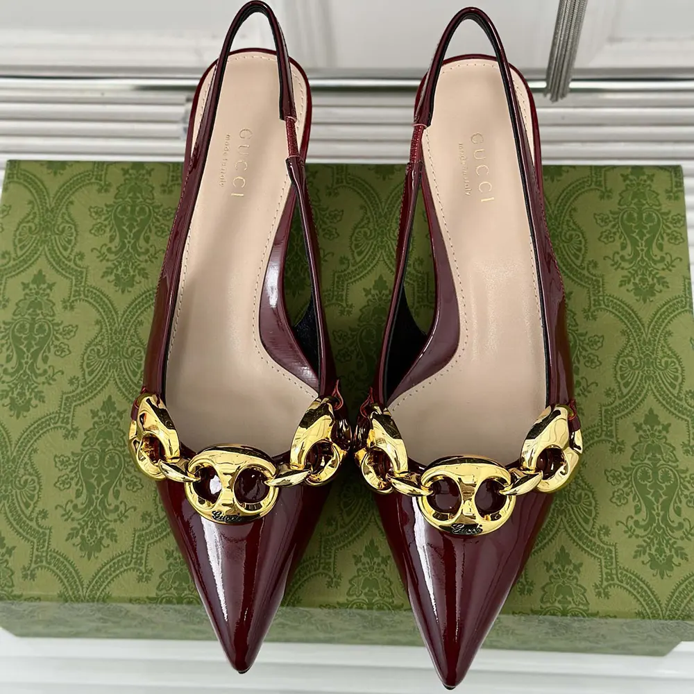 G*u*i women slingback with G*u*i marina chain 794372bnc806207