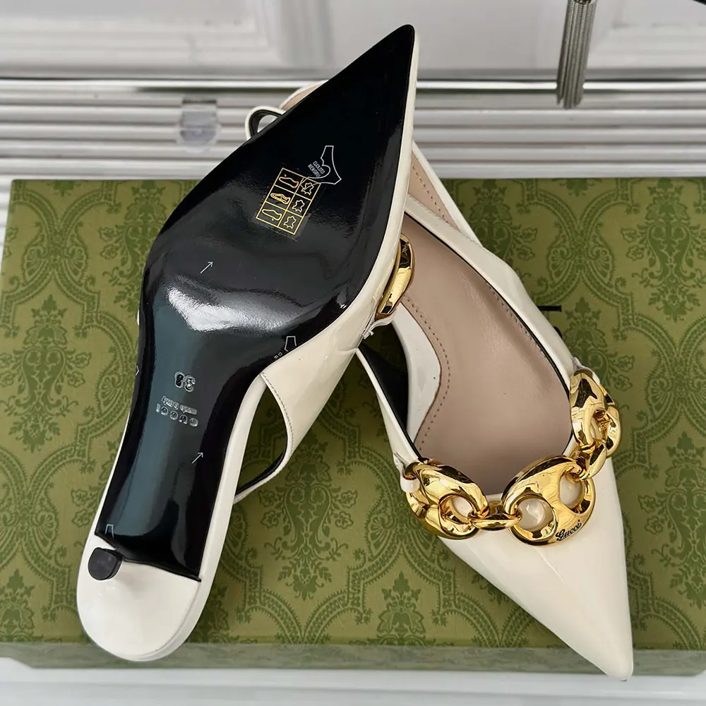 G*u*i women slingback with G*u*i marina chain 794372bnc809540