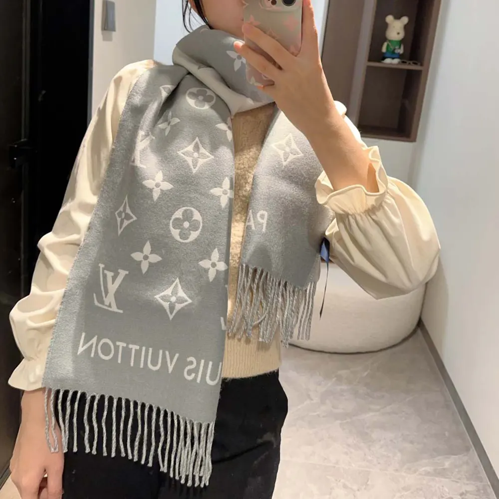 Louis Vuitton Unisex All About Monogram Scarf-Light Grey M79226