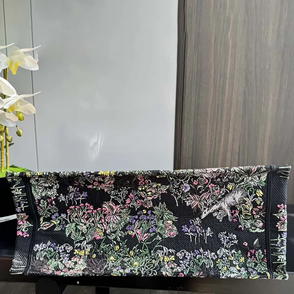 Dior Women Large Dior Book Tote Black Embroidery M1286ZEDO_M911
