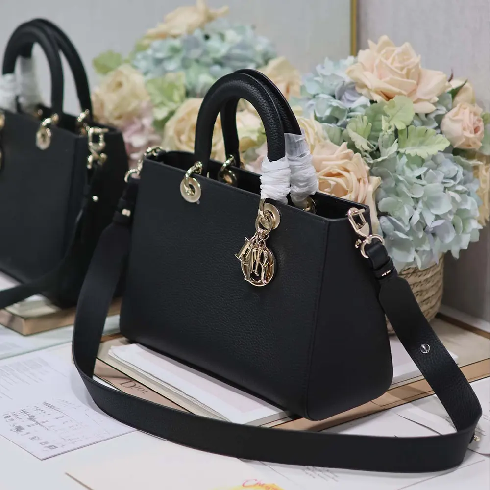 Dior Women Medium Lady D-Sire My ABCDior Bag Black Taurillon Leather