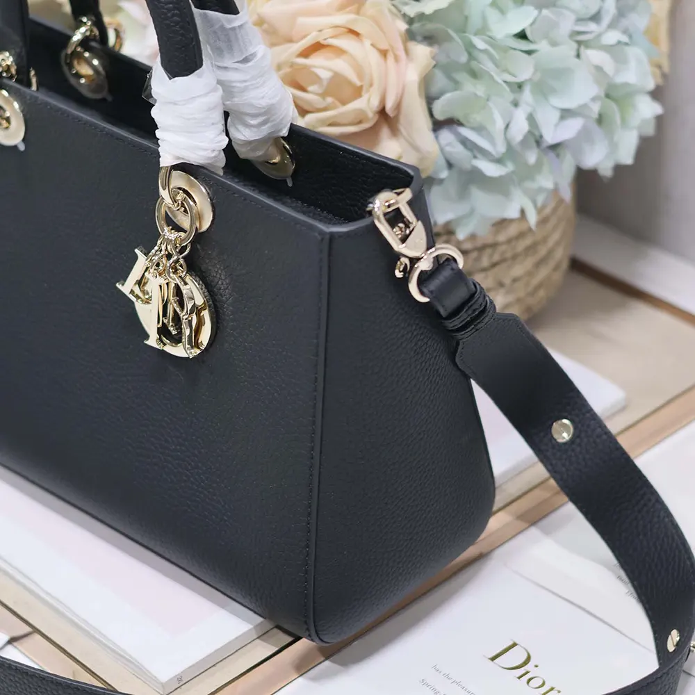 Dior Women Medium Lady D-Sire My ABCDior Bag Black Taurillon Leather