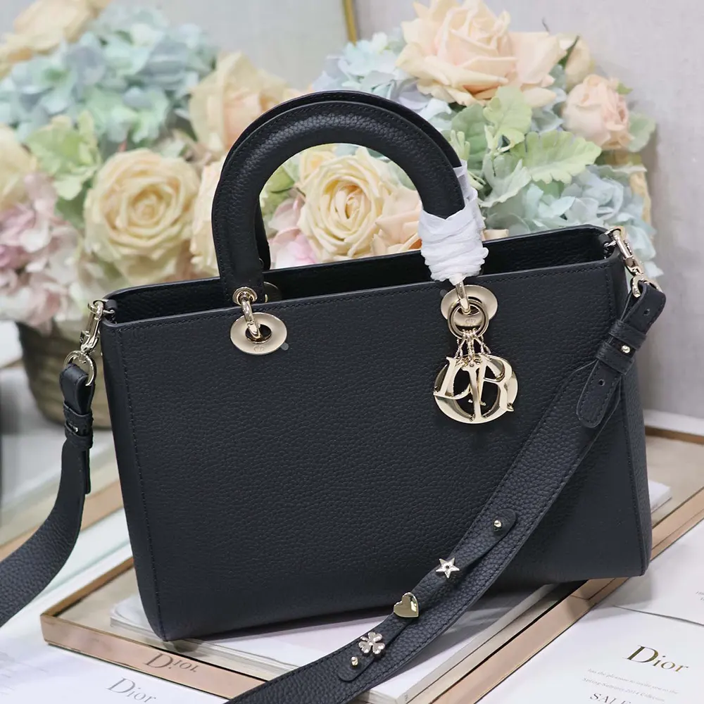 Dior Women Medium Lady D-Sire My ABCDior Bag Black Taurillon Leather