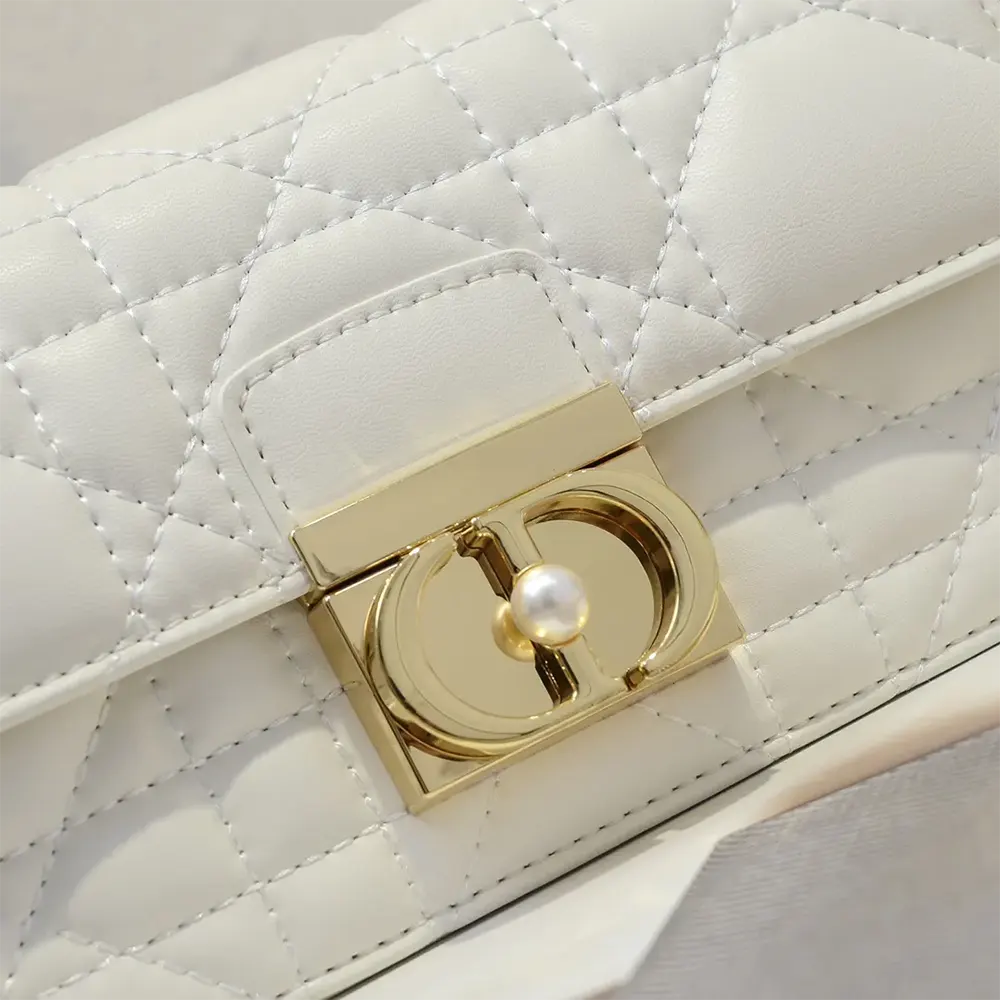 Dior Women Mini Dior Ange Bag Latte Macrocannage Calfskin M4401UNMZ