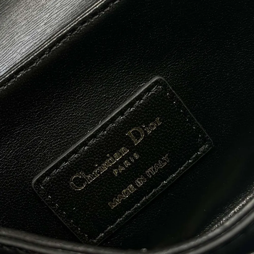 Dior Women Small 30 Montaigne Avenue Top Handle Bag Black Ribbed Calfskin