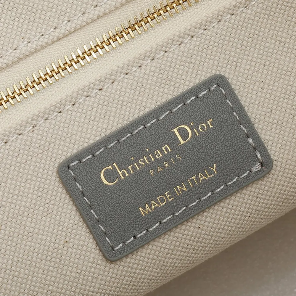 Dior Women Small Dior Book Tote Gray Dior Oblique Embroidery and Calfskin