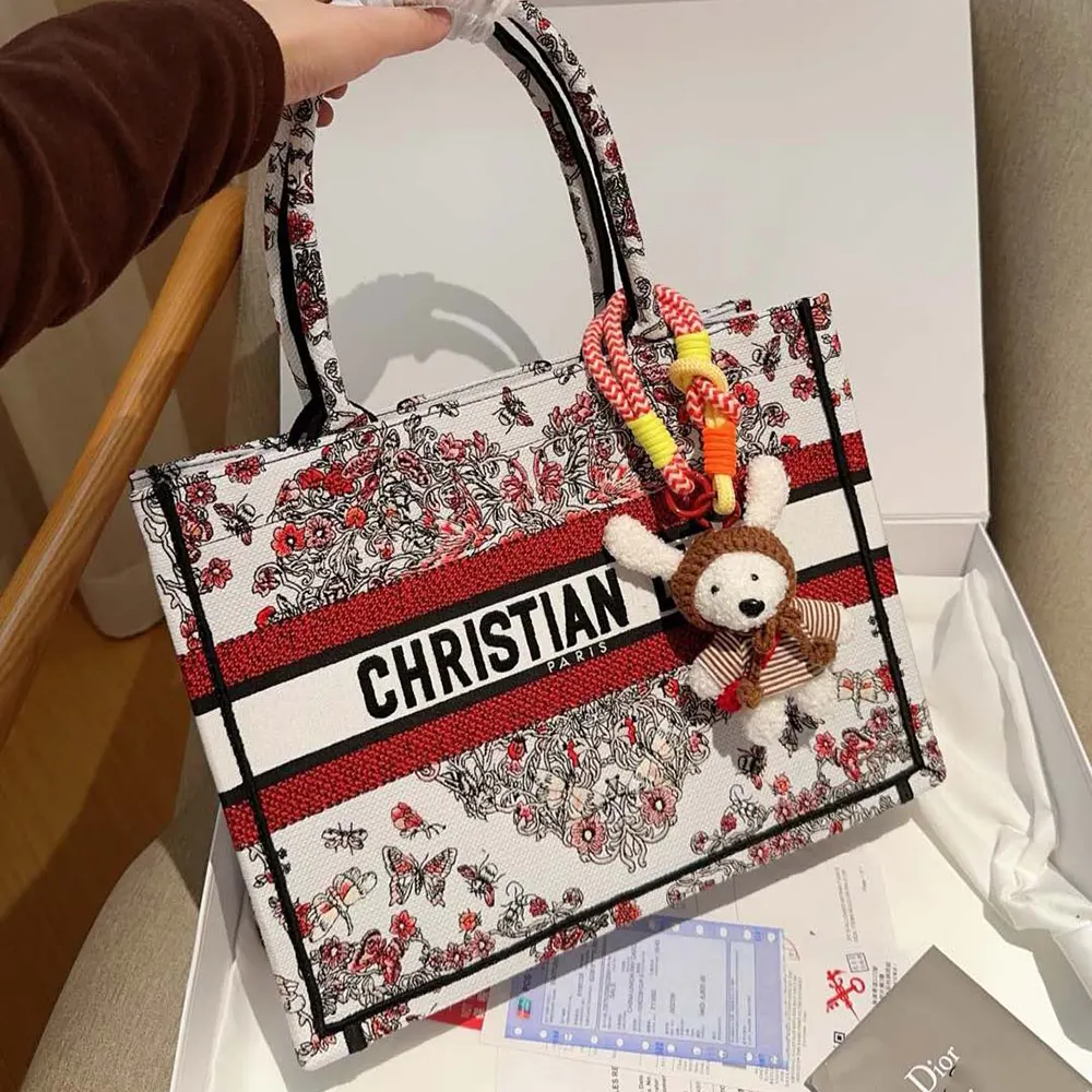 Dior Women Dioramour Medium Dior Book Tote Latte Embroidery M1296ZEEI
