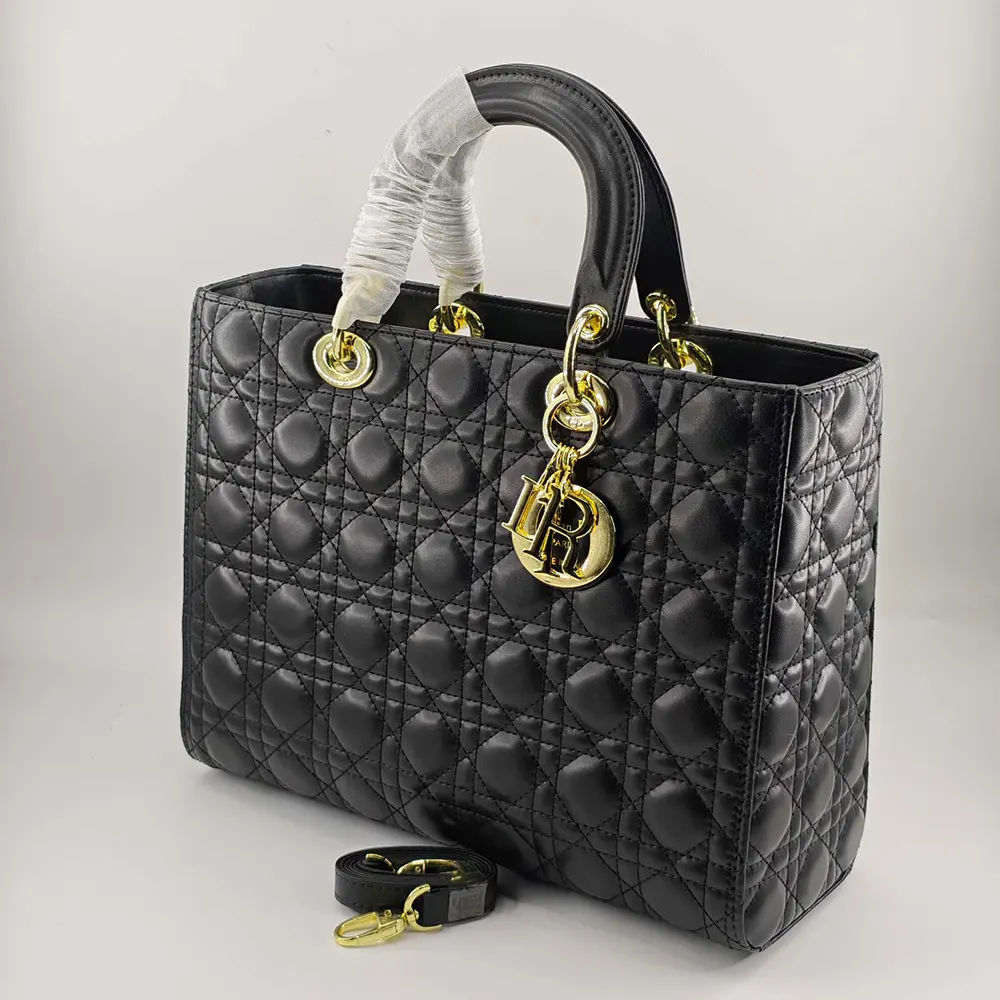 Dior Women Large Lady Dior Bag Black Cannage Lambskin M0566ONGE