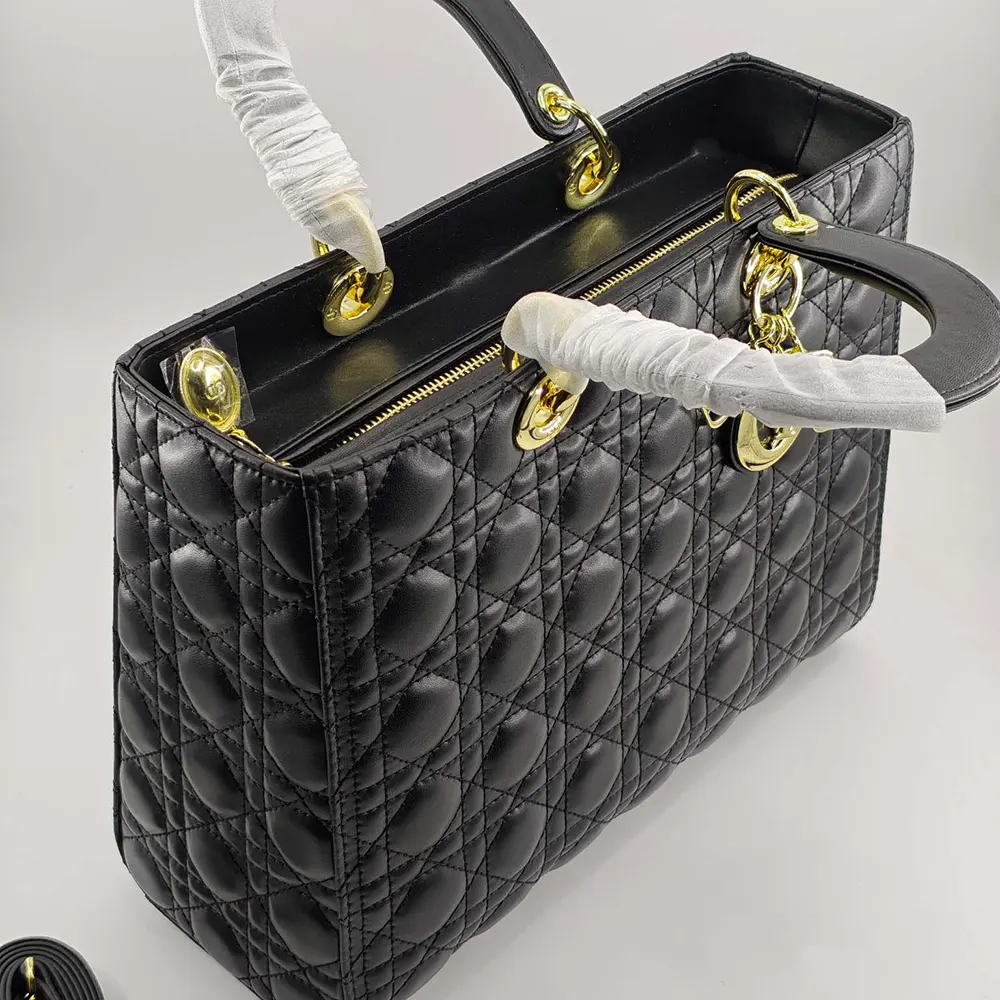 Dior Women Large Lady Dior Bag Black Cannage Lambskin M0566ONGE