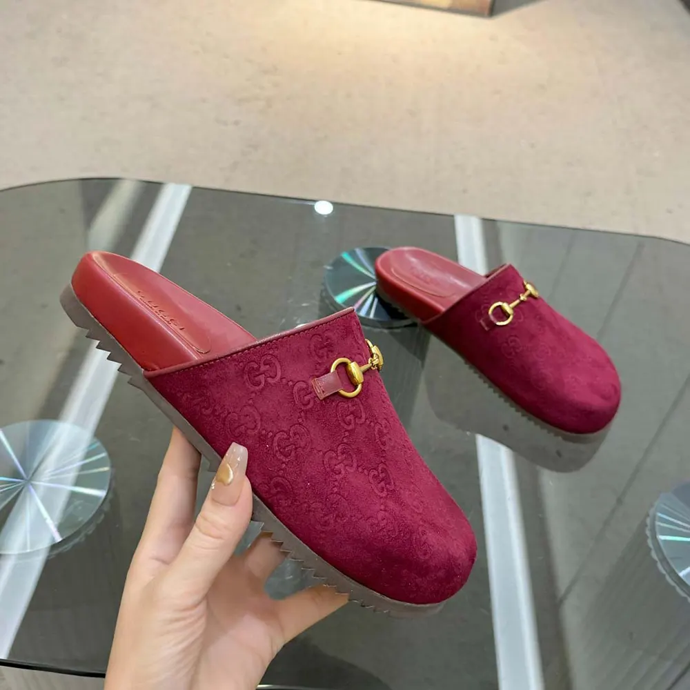 G*u*i women horsebit slipper in red gg canvas 7467129sf408551