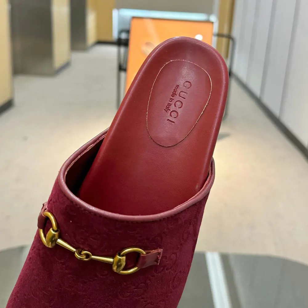 G*u*i women horsebit slipper in red gg canvas 7467129sf408551