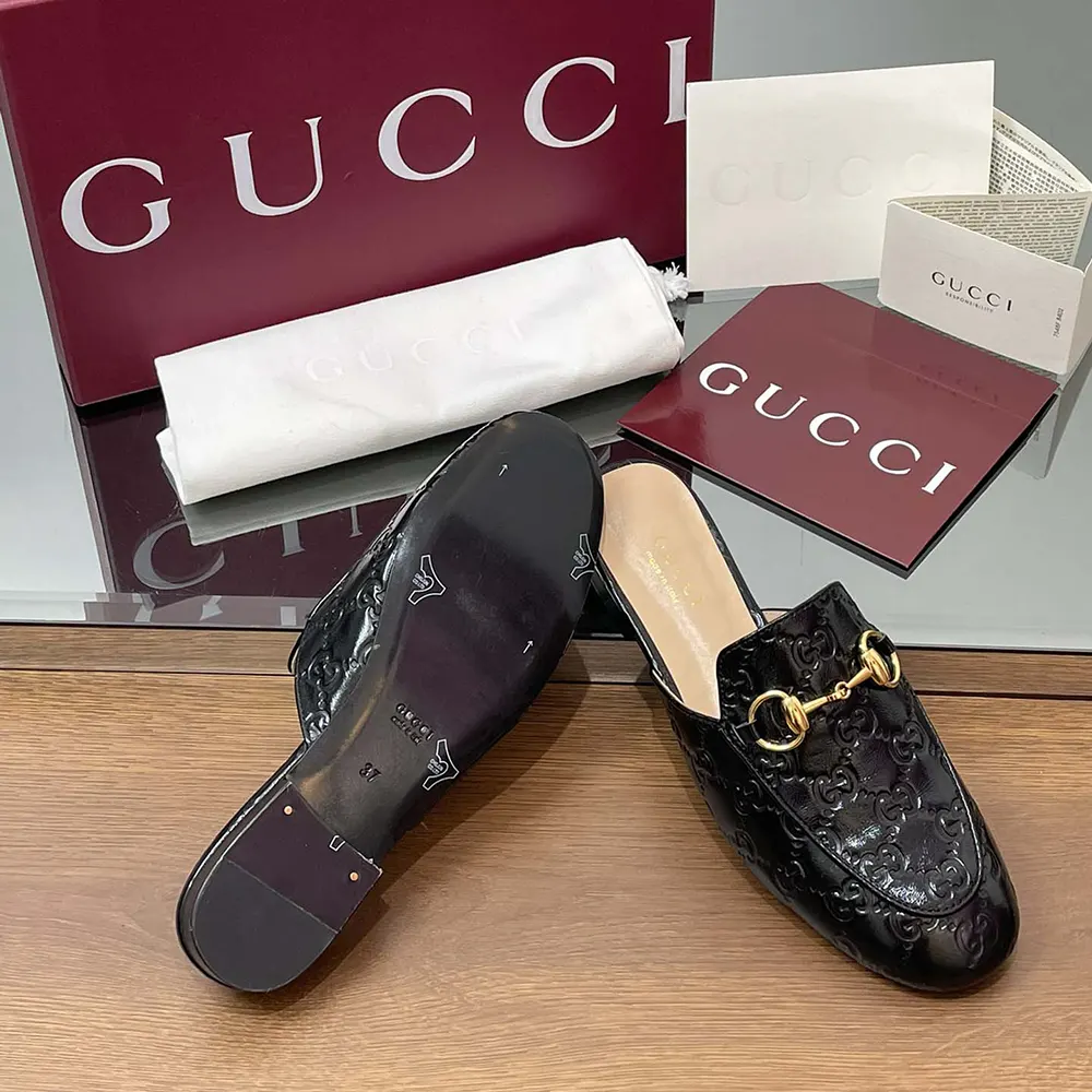 G*u*i women princetown slipper black gg leather ‎813864aad6s1000