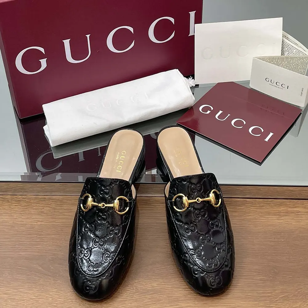 G*u*i women princetown slipper black gg leather ‎813864aad6s1000