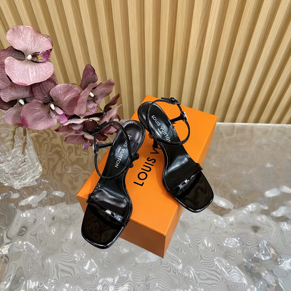 Louis Vuitton LV Women 6AM Sandal in Patent Calf Leather-Black 1AGWZM