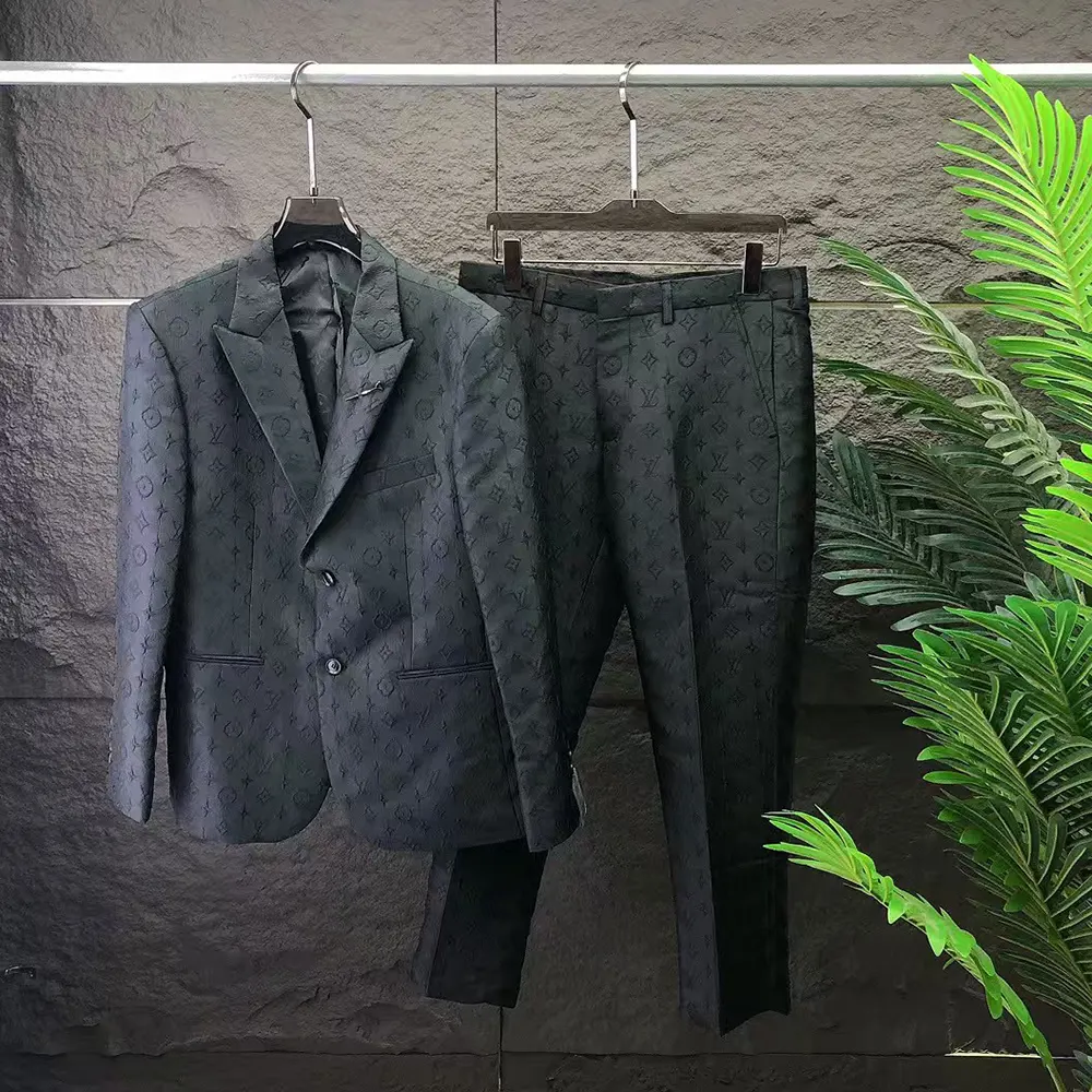 Louis Vuitton Men Single-Breasted Wool Blend Napolitana Jacket-Black
