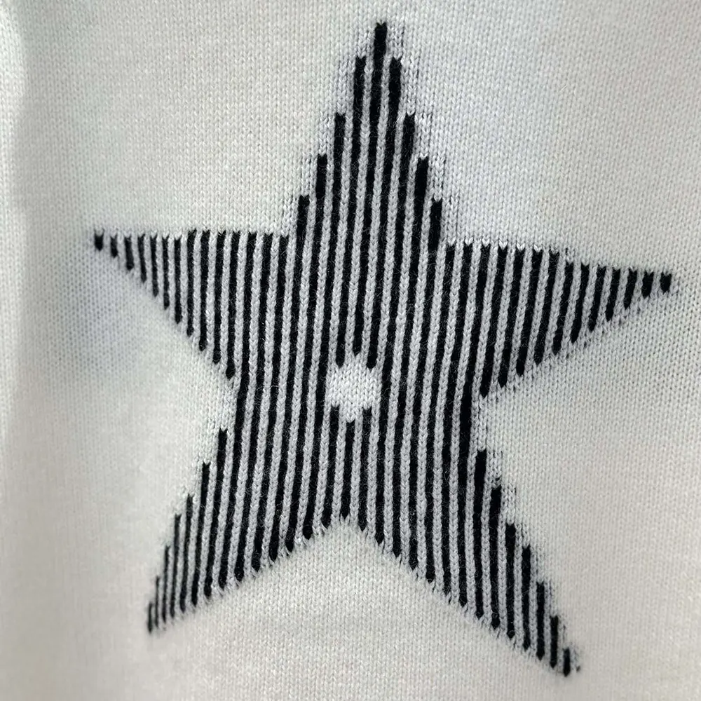 Dior Women DiorAlps Hooded Sweater White Wool and Cashmere Knit with Navy Blue Dior Star Motif