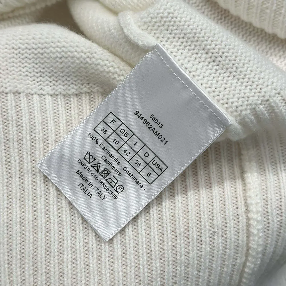 Dior Women DiorAlps Hooded Sweater White Wool and Cashmere Knit with Navy Blue Dior Star Motif