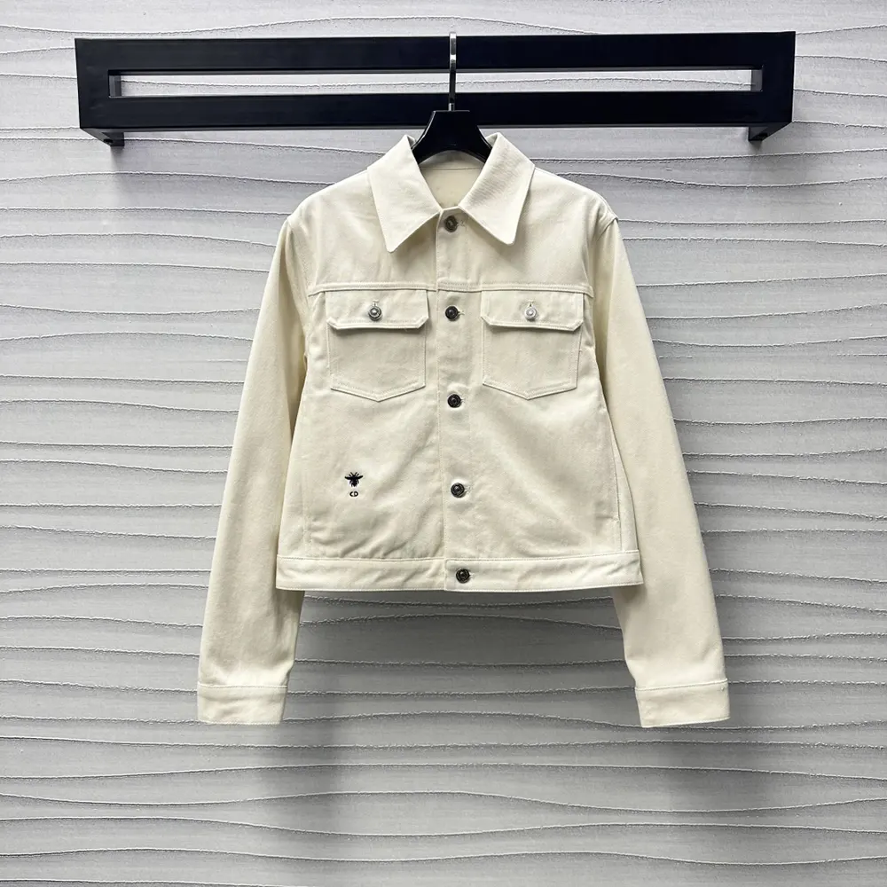 Dior Women Dioramour Jacket White Cotton Denim with Multicolor Cœur des Curiosités Motif