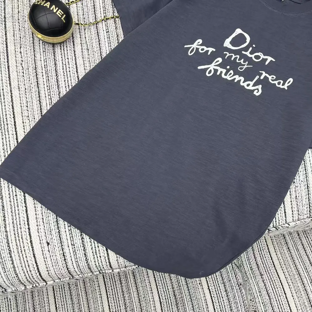 Dior Men DIOR AND HYLTON NEL T-Shirt Relaxed Fit Navy Blue Cotton Jersey