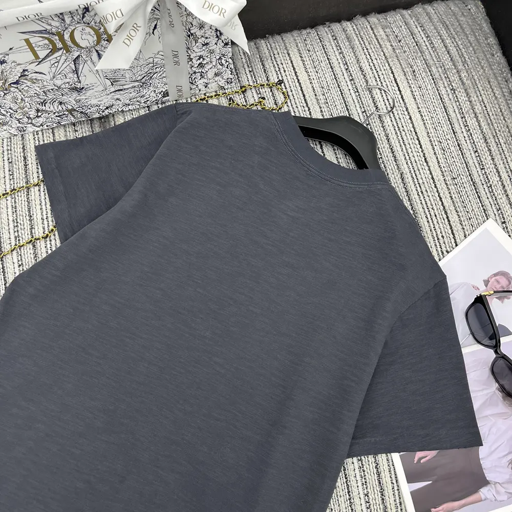 Dior Men DIOR AND HYLTON NEL T-Shirt Relaxed Fit Navy Blue Cotton Jersey