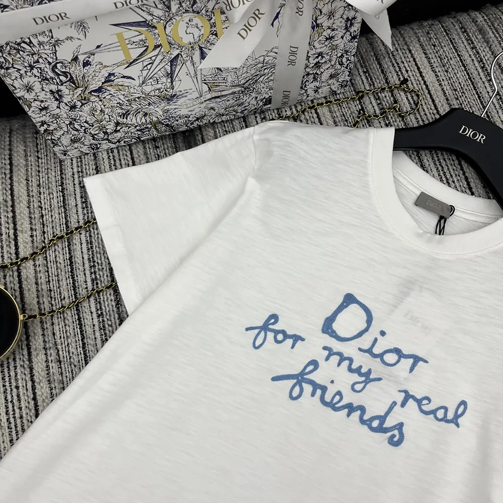 Dior Women DIOR AND HYLTON NEL T-Shirt Relaxed Fit White Cotton Jersey