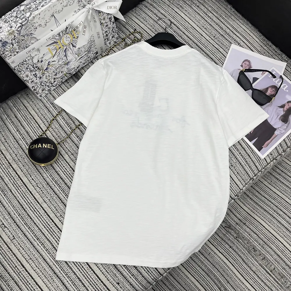 Dior Women DIOR AND HYLTON NEL T-Shirt Relaxed Fit White Cotton Jersey