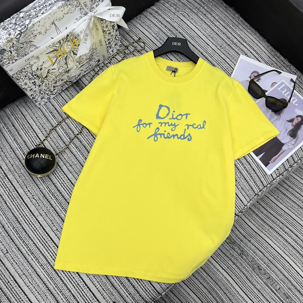 Dior Women DIOR AND HYLTON NEL T-Shirt Relaxed Fit Yellow Cotton Jersey