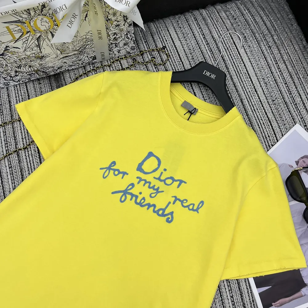 Dior Women DIOR AND HYLTON NEL T-Shirt Relaxed Fit Yellow Cotton Jersey
