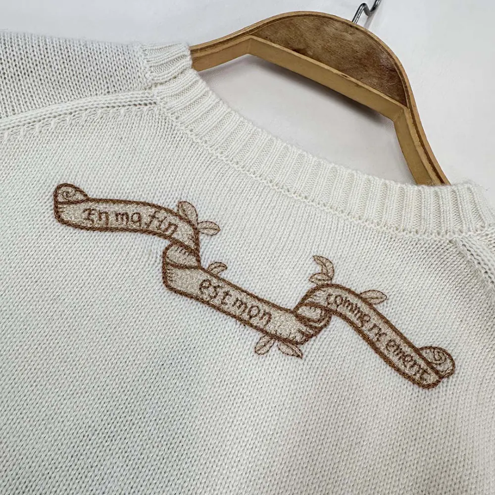 Dior Women Embroidered Sweater Ecru Cashmere Knit-514S57G0027