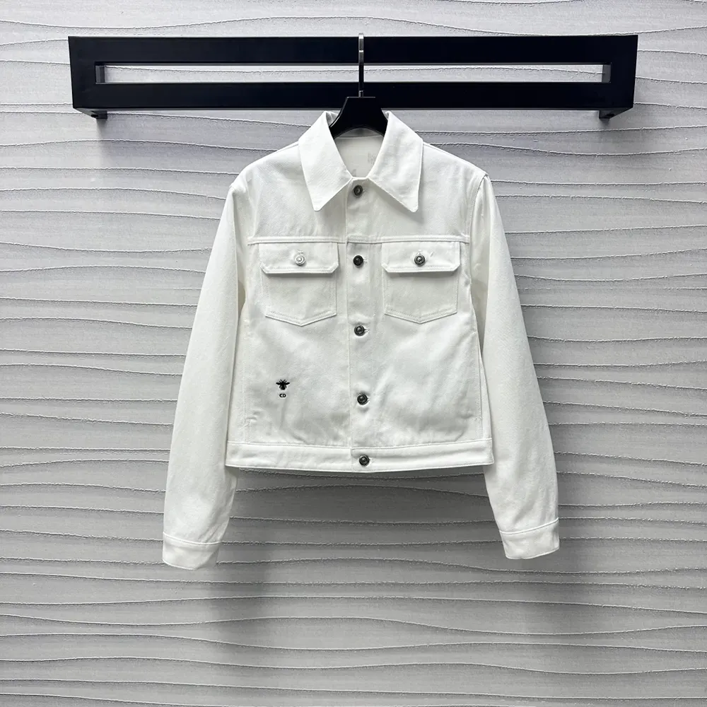 Dior Men Jacket Ecru Cotton Denim with Gold-Tone Dior Astral Motif