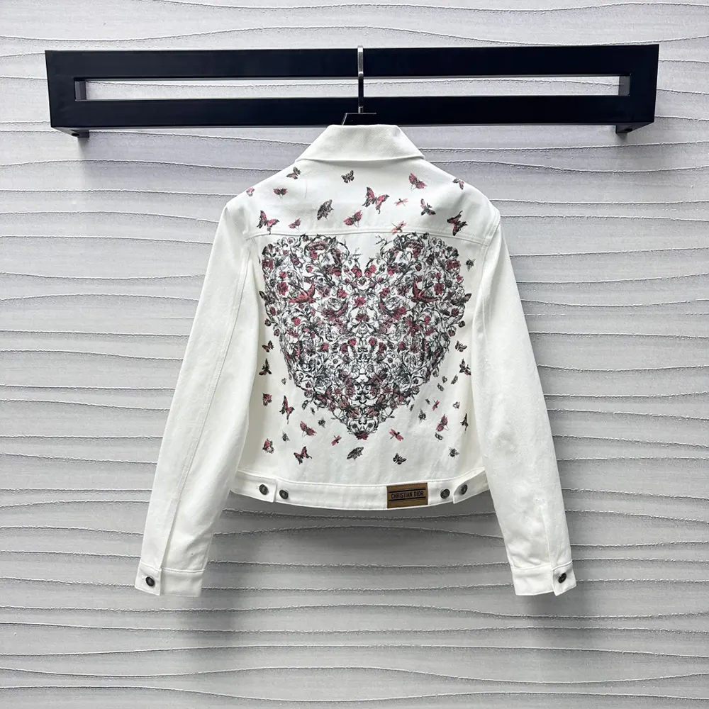 Dior Men Jacket Ecru Cotton Denim with Gold-Tone Dior Astral Motif