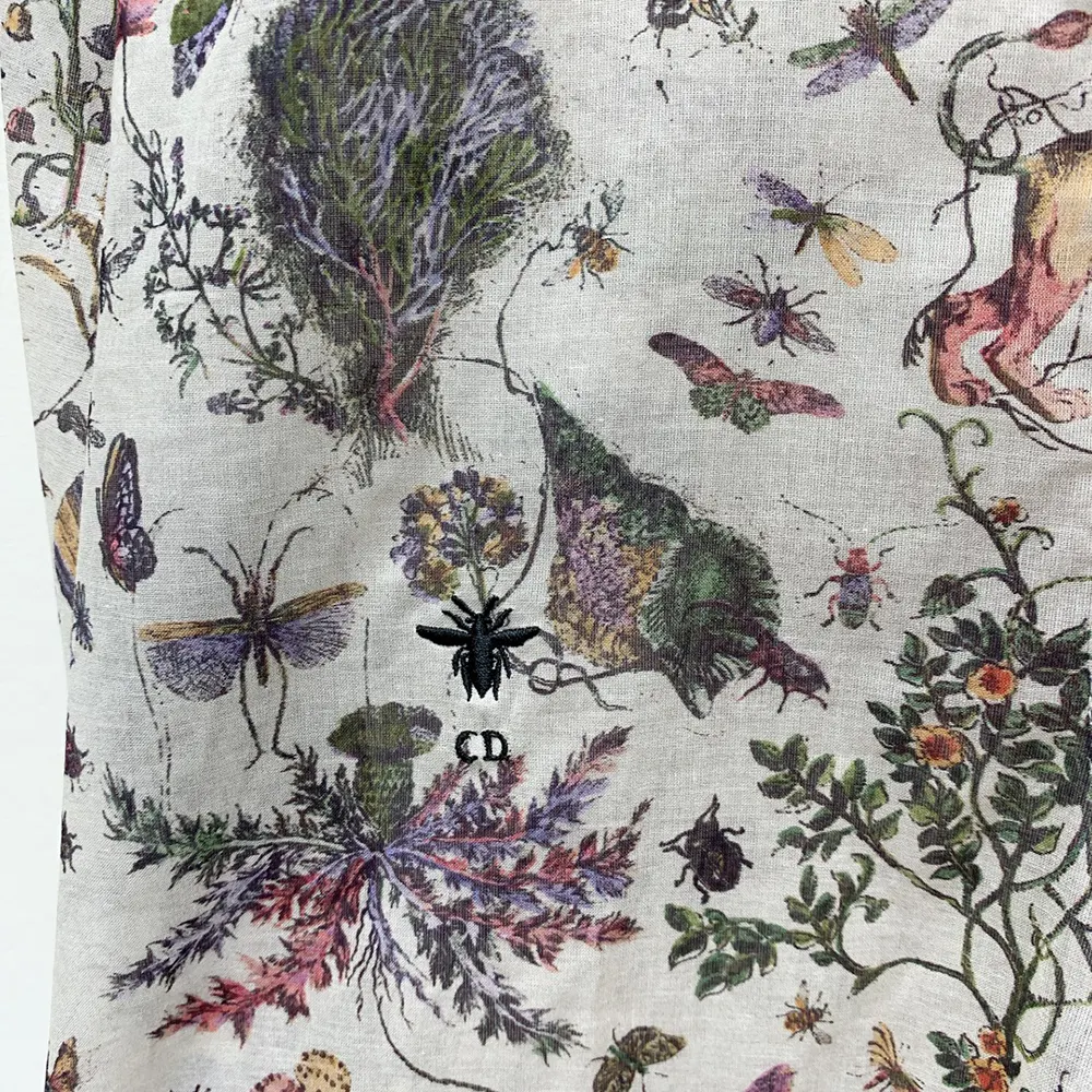 Dior Women Long Blouse White Cotton Muslin with Multicolor Dior Cabinet de Curiosités Motif