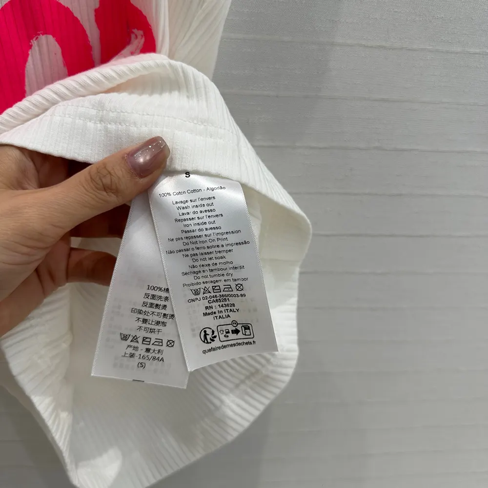 Dior Women Miss Dior Tank Top White Ribbed Cotton Jersey with Bright Pink Miss Dior Graffiti Motif