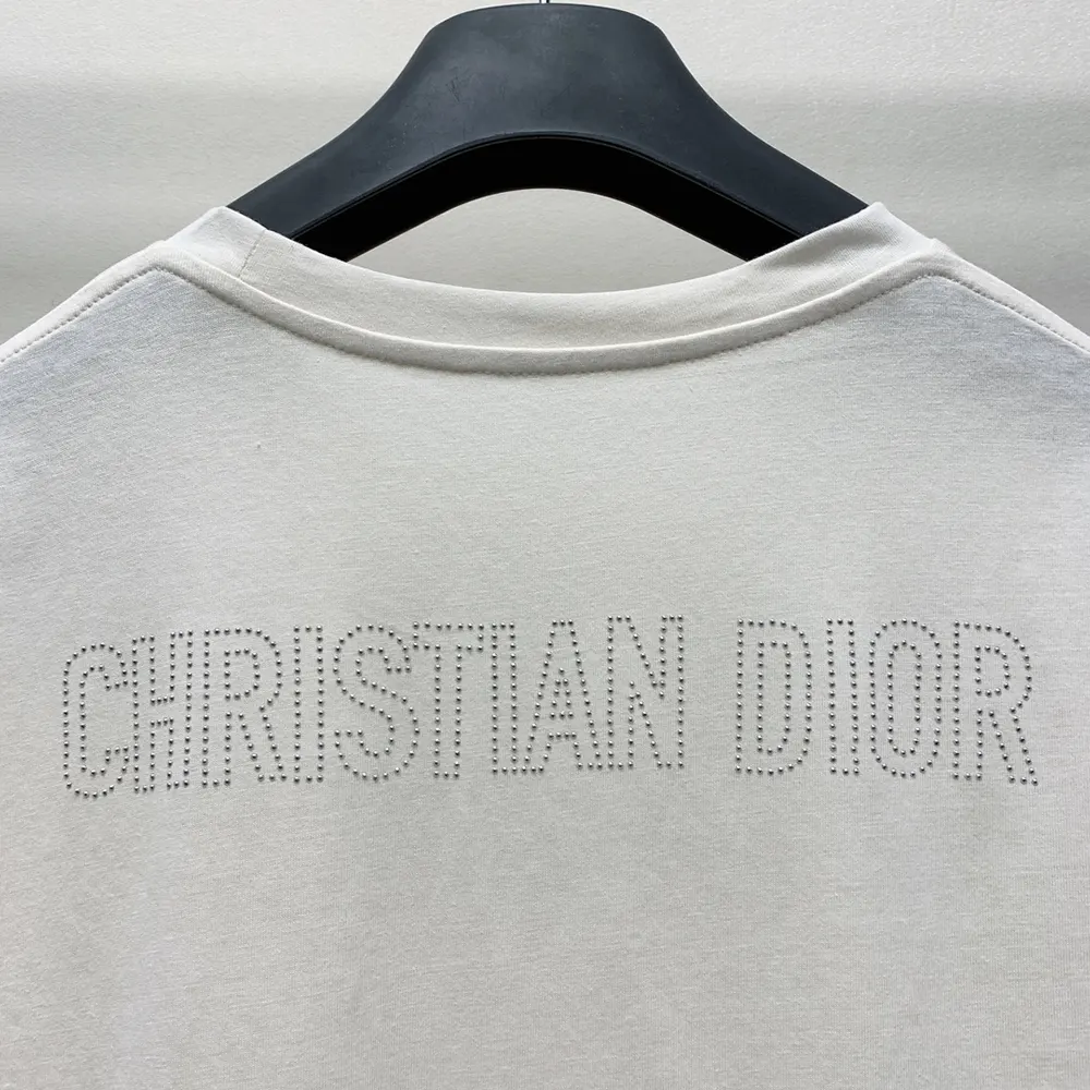 Dior Men T-Shirt White Cotton and Linen Jersey with Black Dior Cabinet de Curiosités Motif