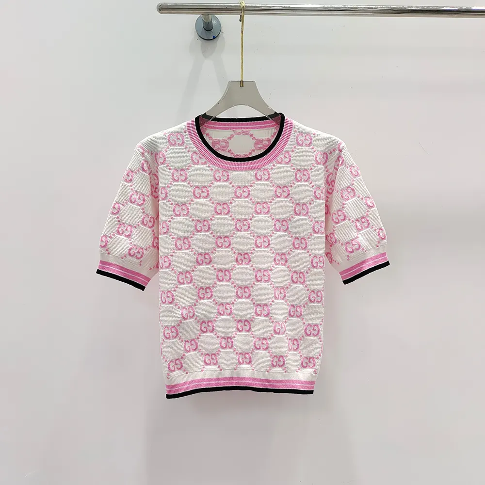 G*u*i women cotton crewneck top with gg intarsia 788766xkd1r9487