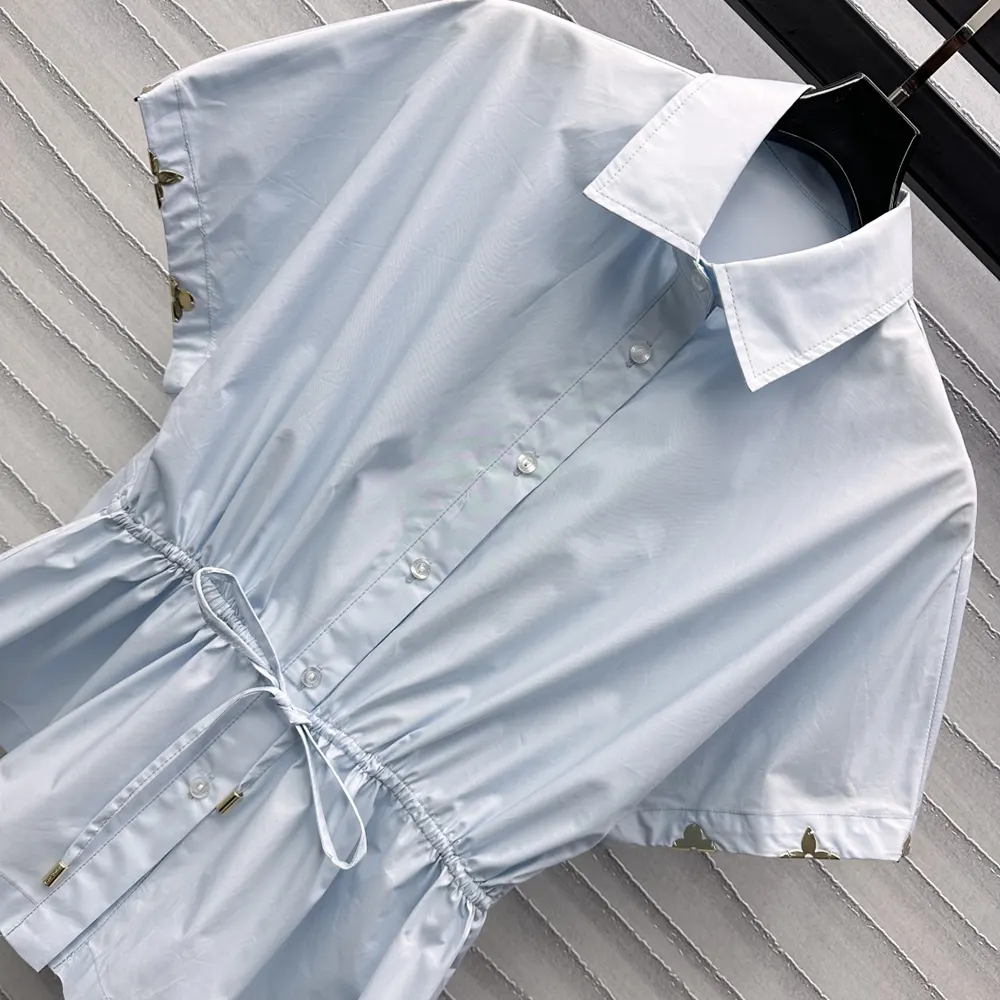 Louis Vuitton Women Drawstring Waist Cotton Poplin Shirt 1AGQMO