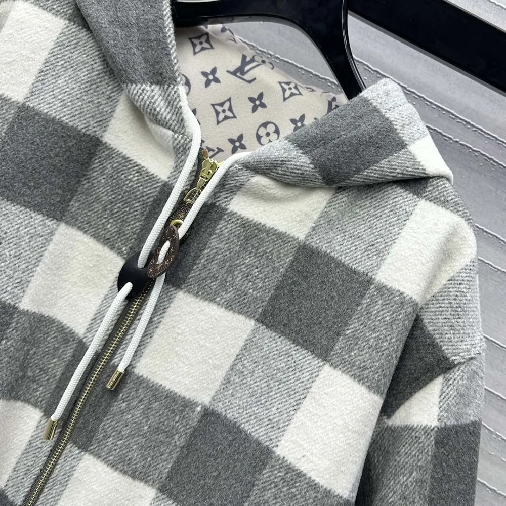Louis Vuitton Men Double Face Check Zip-Up Jacket 1AGPEP