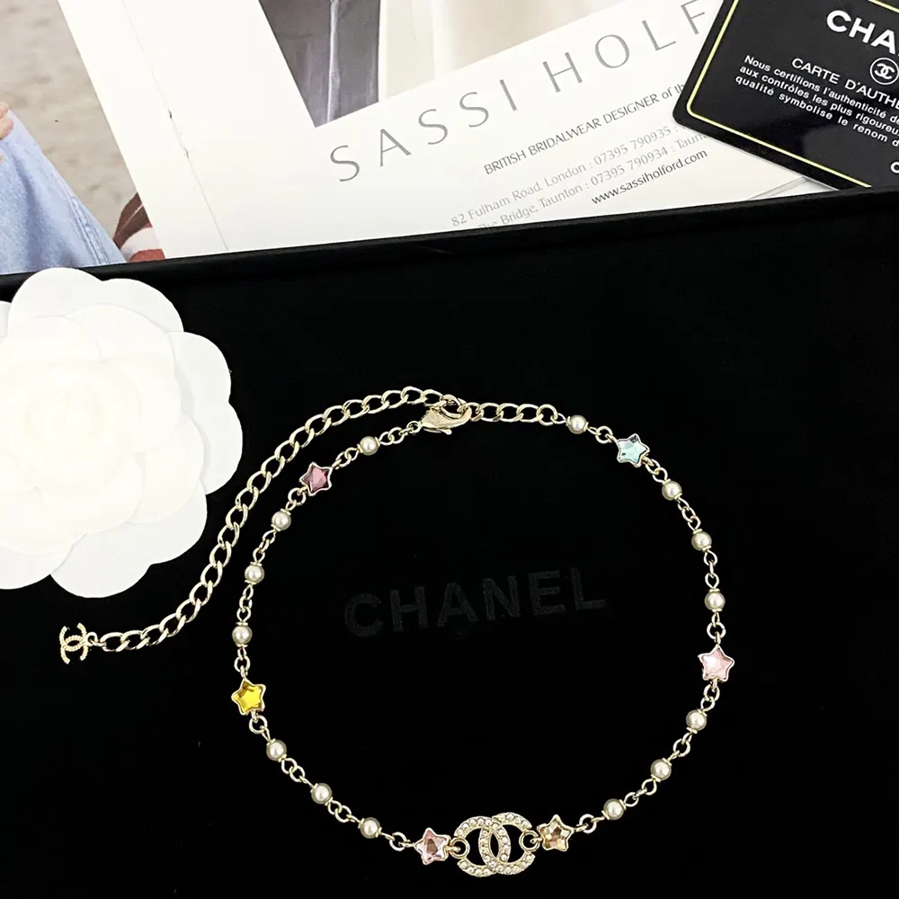 Chanel Women Choker Metal Glass Pearls Strass ABF193