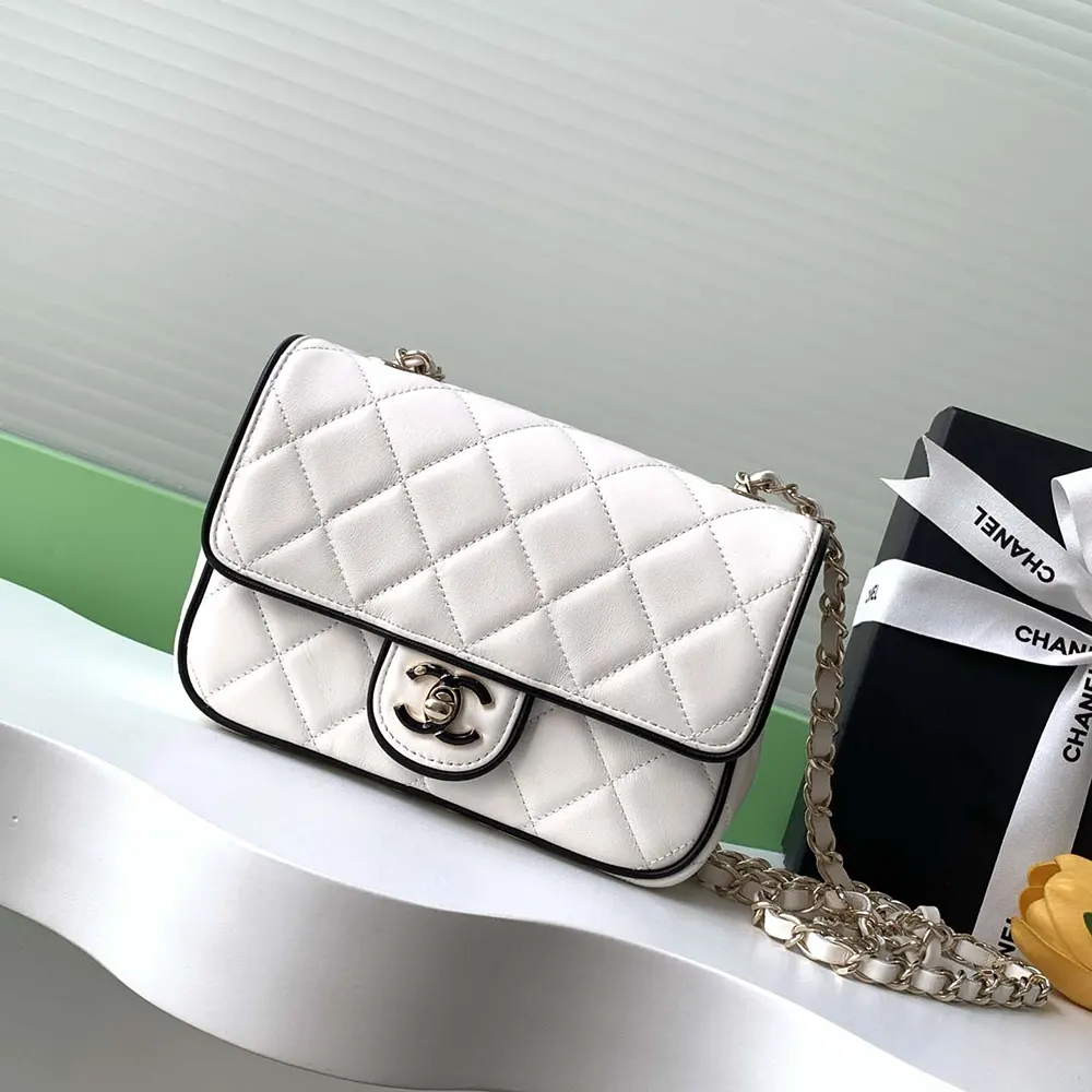 Chanel Women Mini Flap Bag Lambskin Gold Tone Metal AS5151