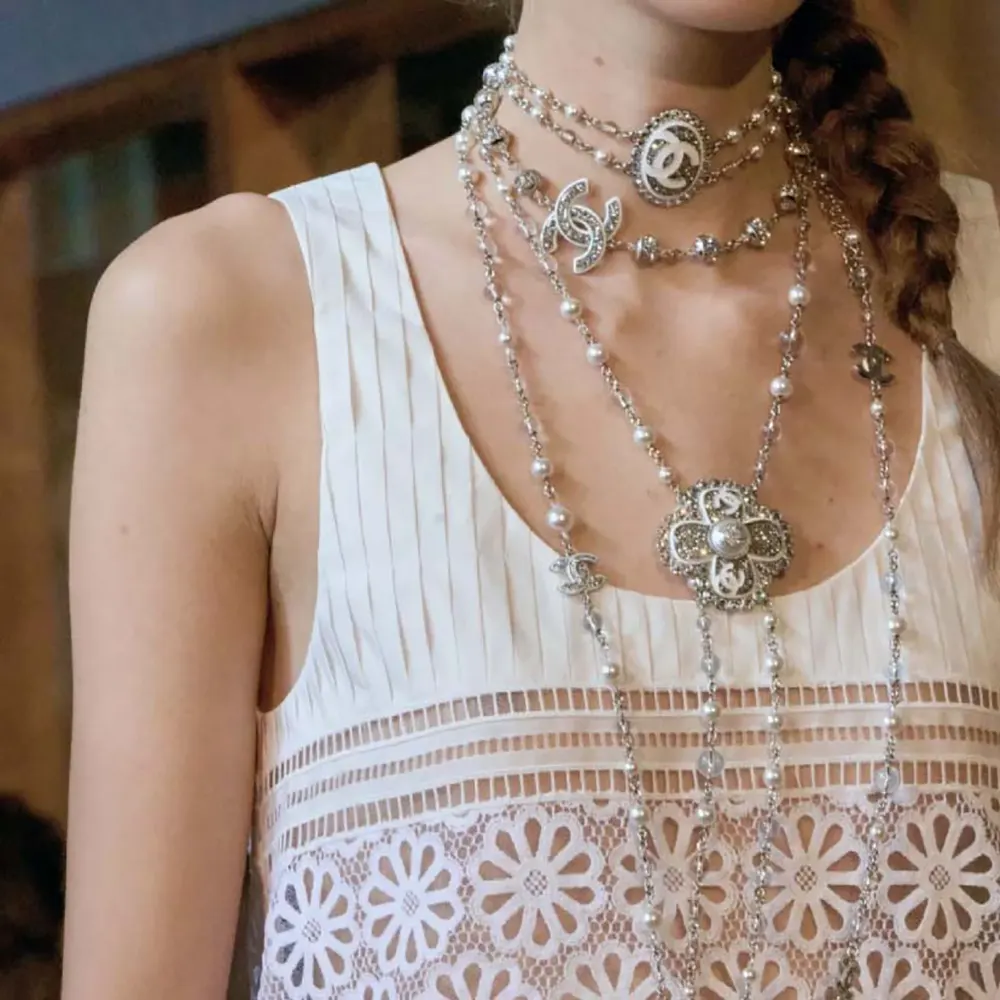 Chanel Women Necklace Metal Resin Glass Pearls Strass ABE880