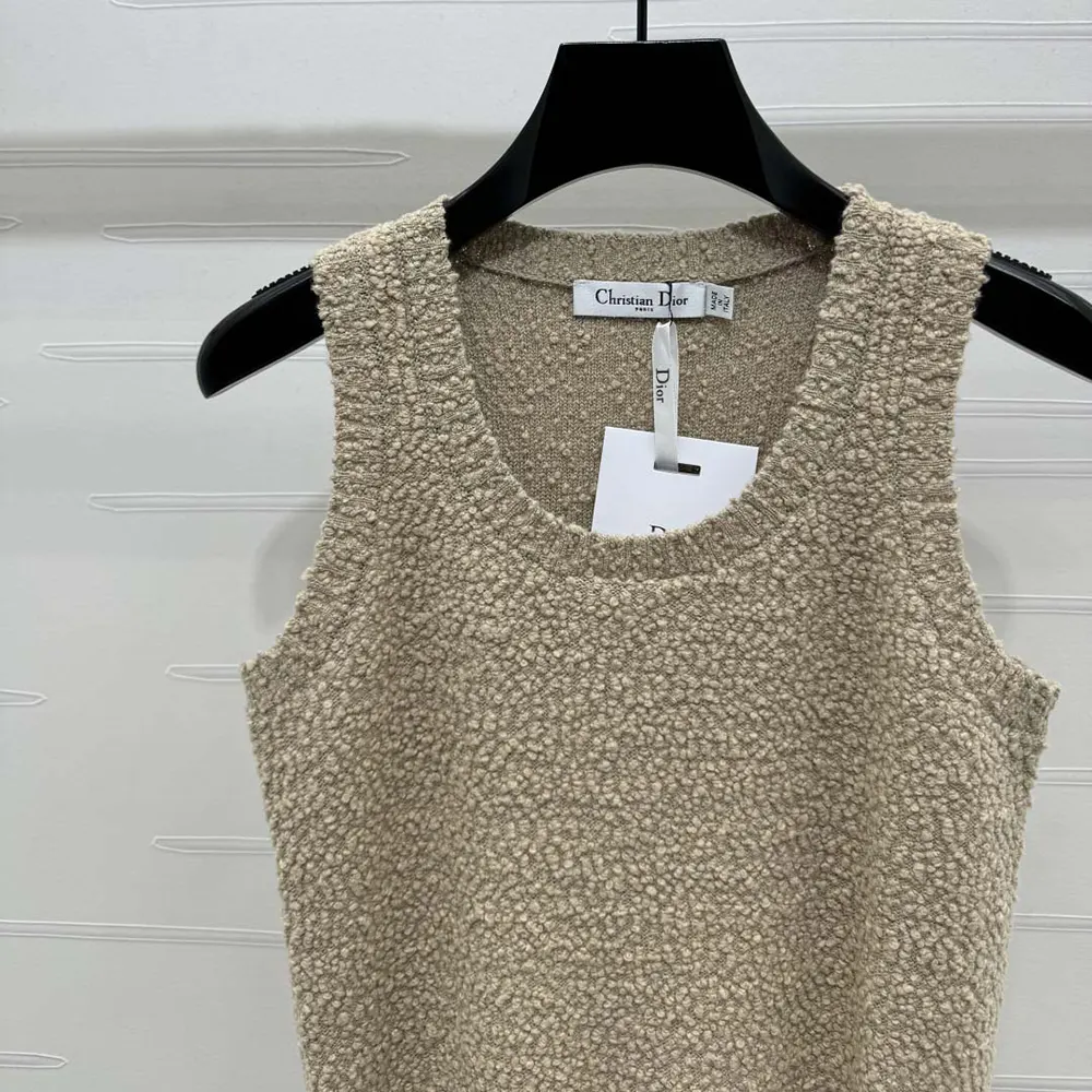 Dior Women Twinset Beige Cotton- and Wool-Blend Bouclé Knit
