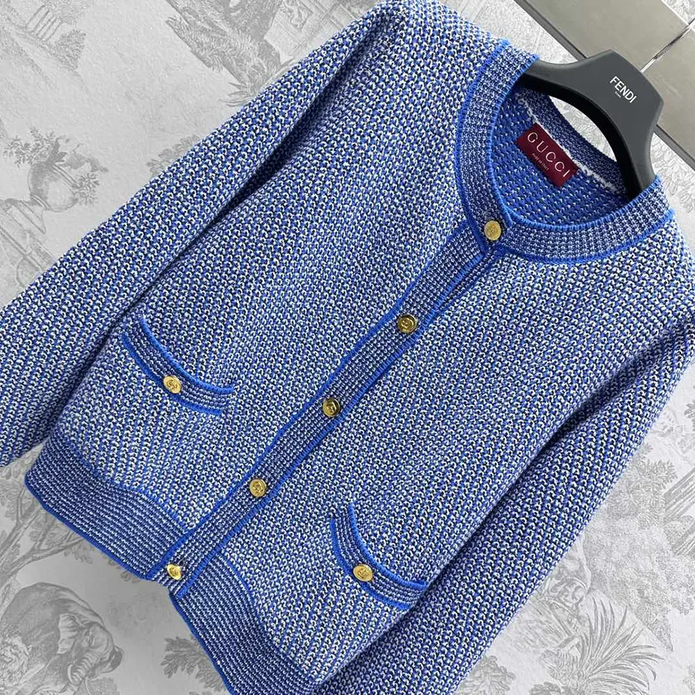G*u*i women fine cotton crewneck cardigan 818643xkenr4179