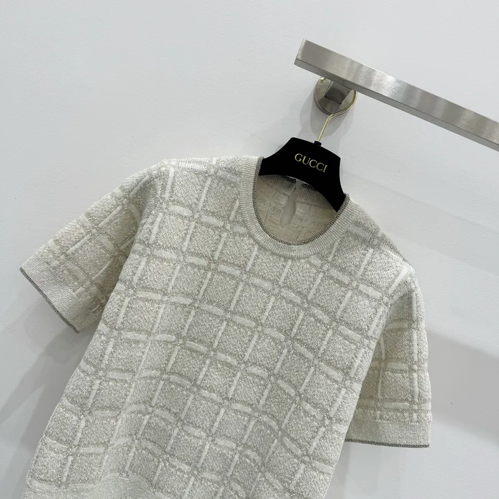G*u*i women wool and lame check jacquard top 811552xkedi9237